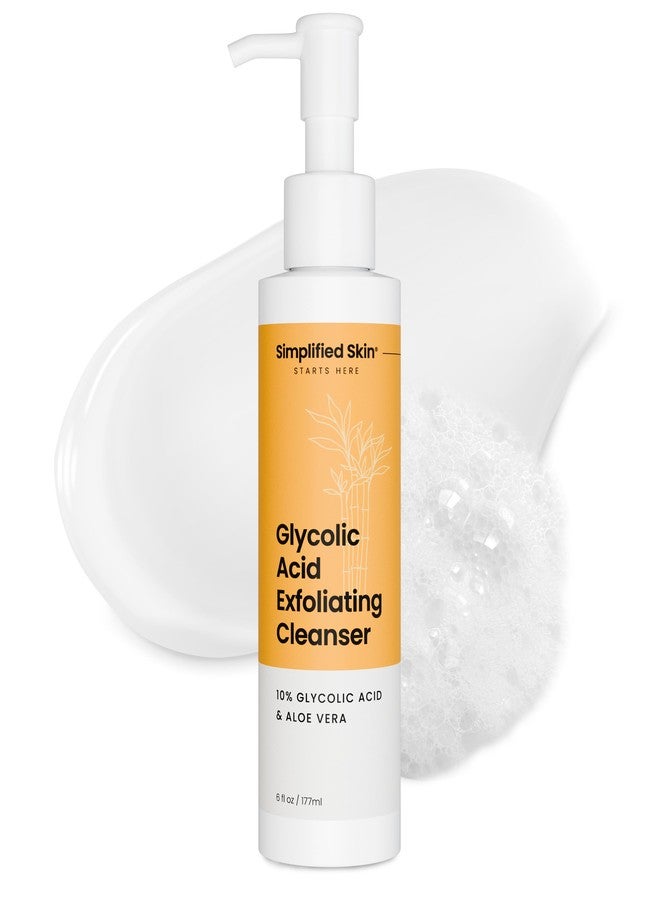 Simplified Skin Glycolic Acid Face Wash for Exfoliating & Anti-Aging - 10% AHA Cleanser to Remove Build Up & Even Tone on Face, Armpits & Body – With Aloe Vera & Sunflower Oil, 6 Fl Oz - Image 1